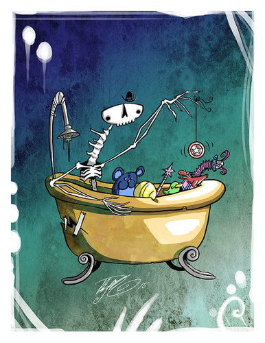 Bathtub Skeleton Art Print (Autographed)